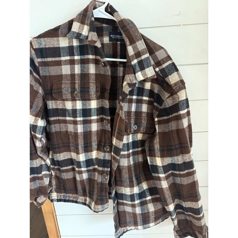 Abercrombie & Fitch Mens Brown Plaid Flannel Shirt‎ Jacket Soft A&F Collection S